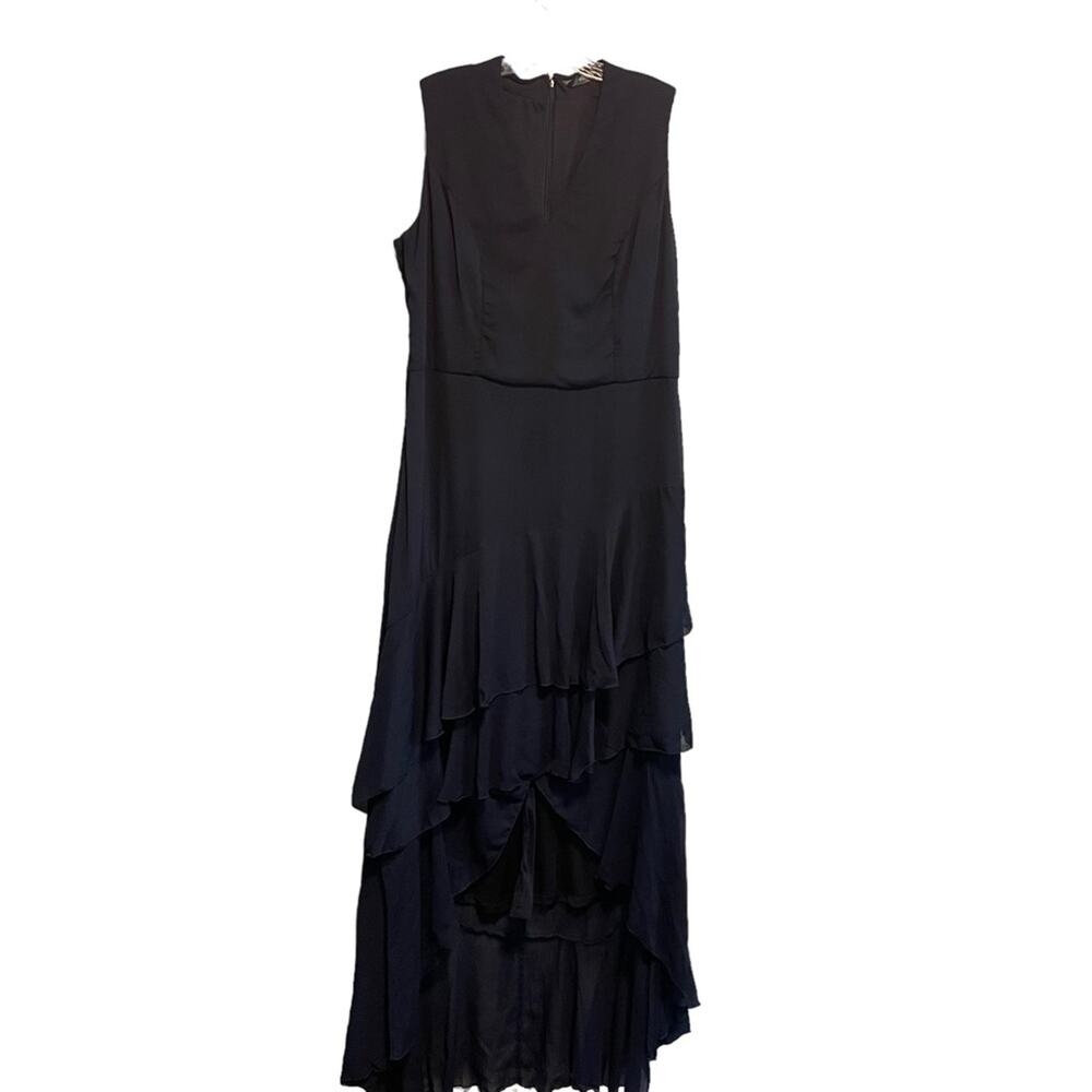 eShakti Navy Blue Social Event Formal Sleeveless Tiered Cocktail Dress 1X/18